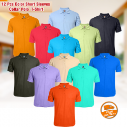 Vivace Indian Mens Summer Solid Color Short Sleeves Turndown Collar Polo 12 Pcs T-Shirt, N183